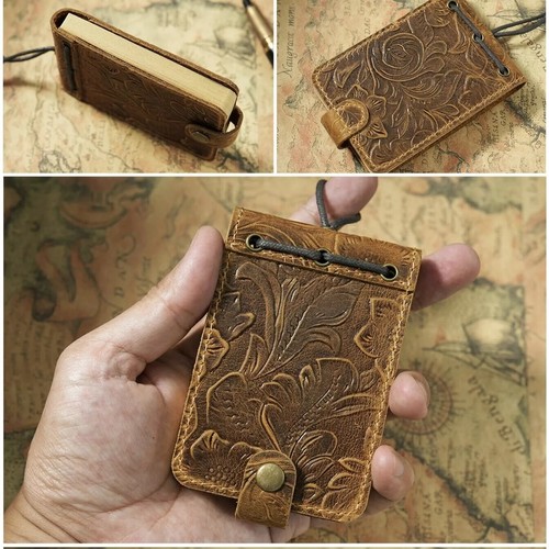 Mini pocket notebook - pocket, leather