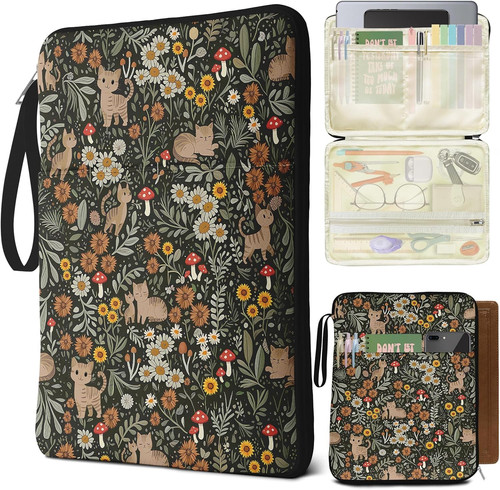 Cat floral book sleeve - cat,