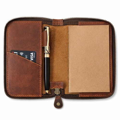 Leather zippered journal - zippered,